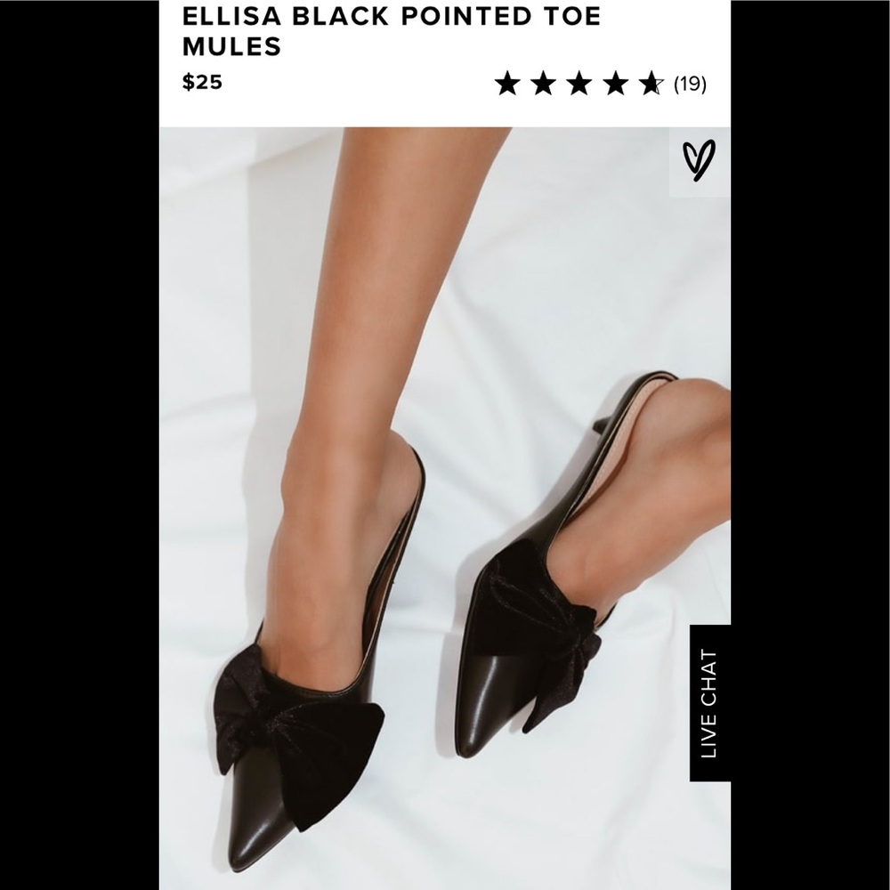 Brand New, never worn black small heeled mules!